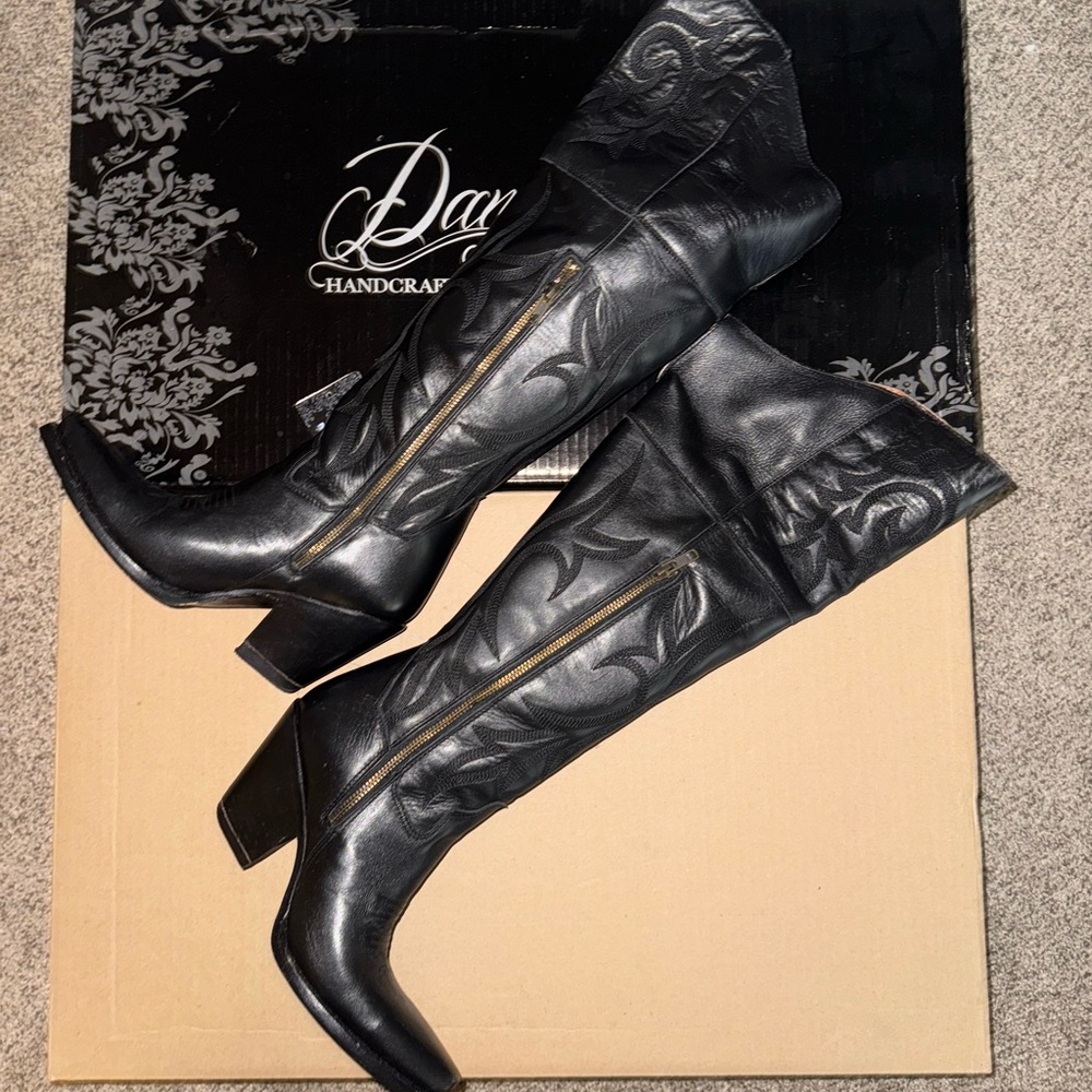 Dan Post Women's Black Jilted Knee High Boots